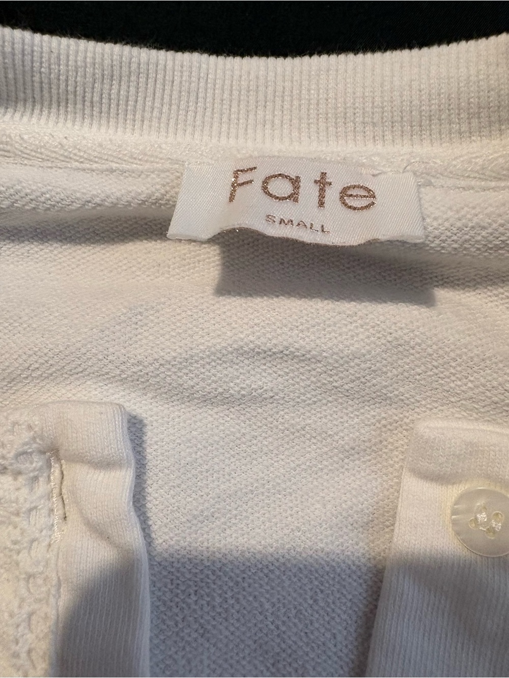 FATE Button Front Pullover 100% Cotton Sweatshirt Ruffle Sleeve Size S #946CL - Picture 2 of 8